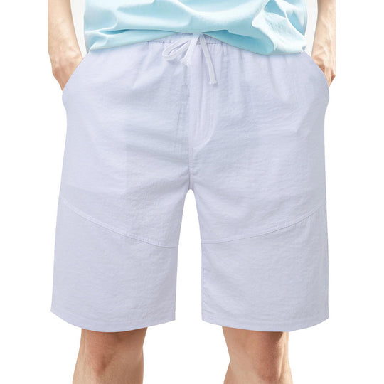 Herren nan knielange Leinenmix-Shorts mit elastischem Kordelzugbund und seitlichen Schubtaschen EB