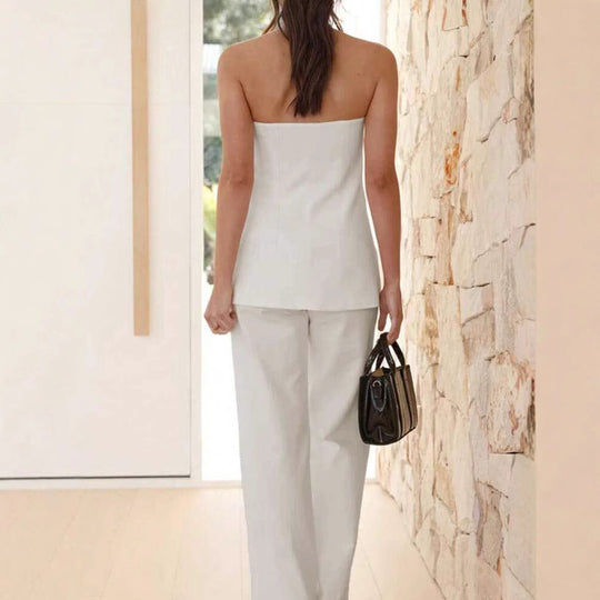 Damen Cropped Oberteil und weite Hose Set EB
