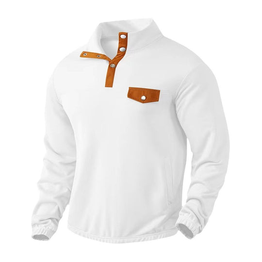 Herren Modischer Pullover mit halbem Reißverschluss und praktischer Brusttasche EB