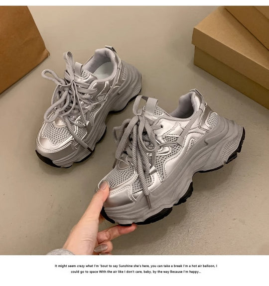 Damen Sportliche Chunky Sneakers mit atmungsaktiven Mesh-Einsätzen und dämpfender Sohle EB