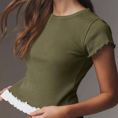 Damen Crop-Top mit Rüschendetails EB