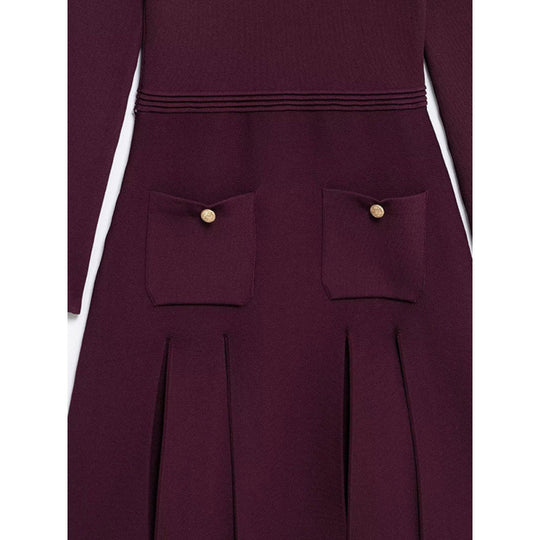 Damen Strickkleid mit Taschen und Knopfdetails EB
