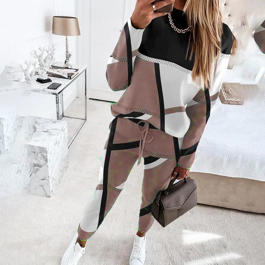Damen Sportliches Loungewear-Set mit modernem geometrischen Design EB