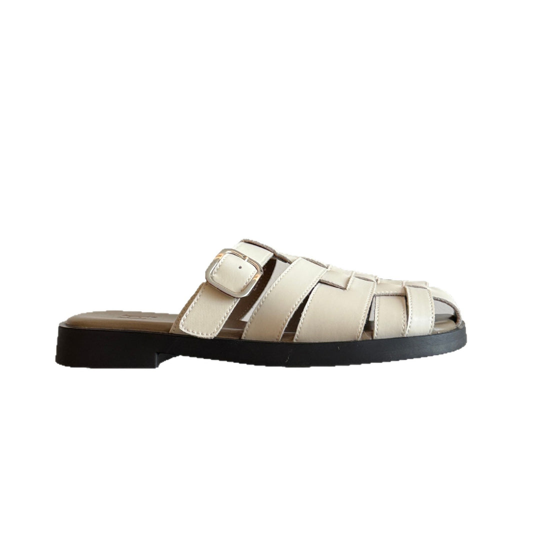 Damen modische Riemensandalen mit geflochtenem Design und verstellbarem Riemen EB