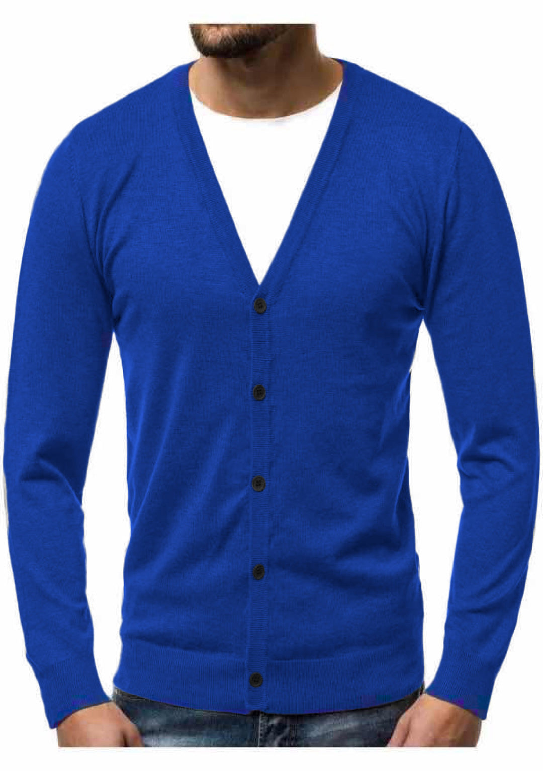 Herren nan Feinstrick-Cardigan mit V-Ausschnitt, schmaler Passform und durchgehender Knopfleiste EB