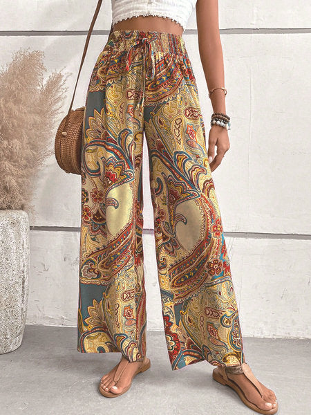 Damen Weite Palazzo-Hose mit paisley Muster EB