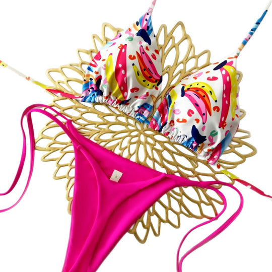 Damen Bikini-Set mit trendigem Animal-Print und modischem Schleifen-Detail EB