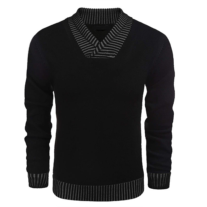 Herren eleganter Strickpullover mit modernem Schalkragen und strukturiertem Oberteil EB
