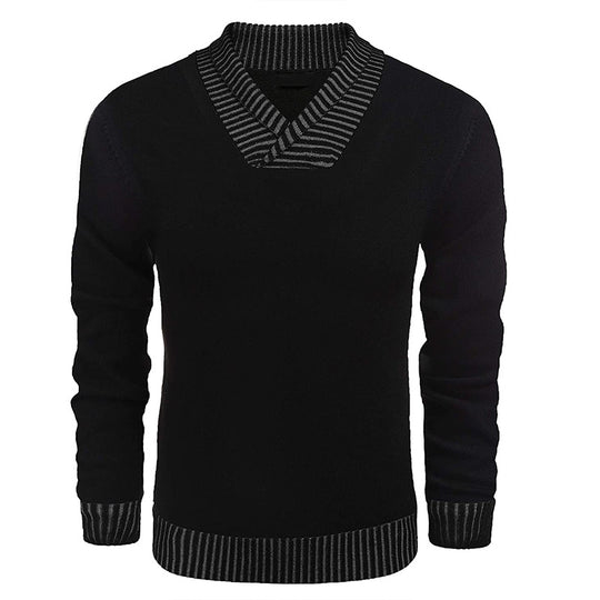 Herren eleganter Strickpullover mit modernem Schalkragen und strukturiertem Oberteil EB