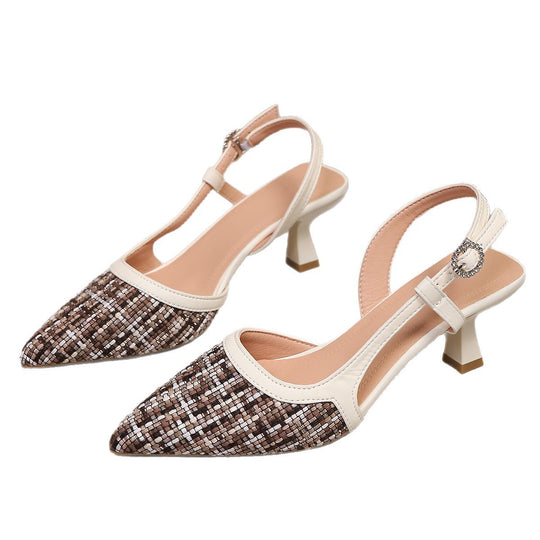 Damen Slingback Pumps mit elegantem Karo-Design EB