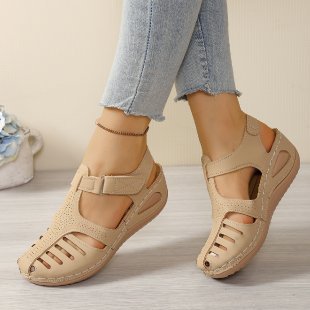 Damen Komfortable Keil-Sandalen mit atmungsaktiven Riemen EB