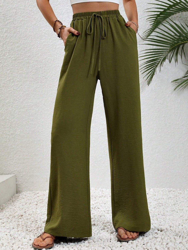 Damen Weite Palazzo-Hose mit elastischem Bund und praktischen Seitentaschen EB