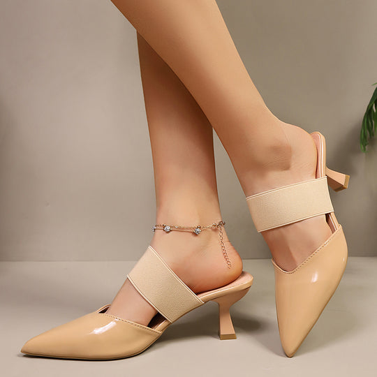 Damen elegante Slingback-Pantoletten mit verstellbarem Riemen EB