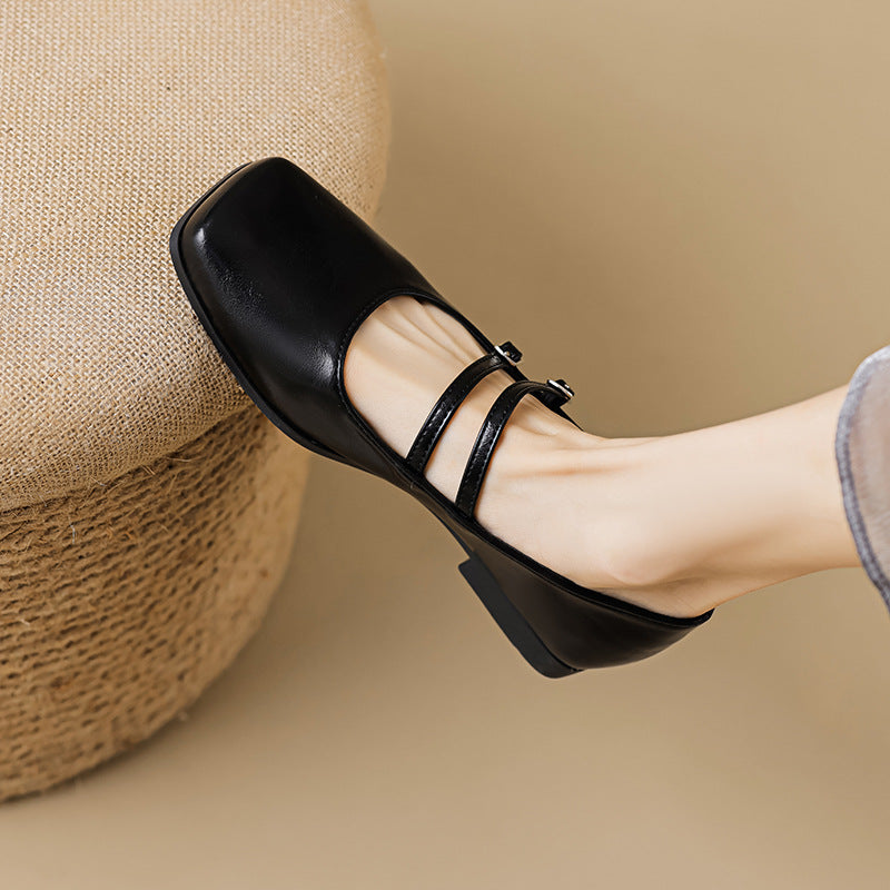 Damen elegante Ballerinas mit doppeltem Riemen und schimmerndem Obermaterial EB