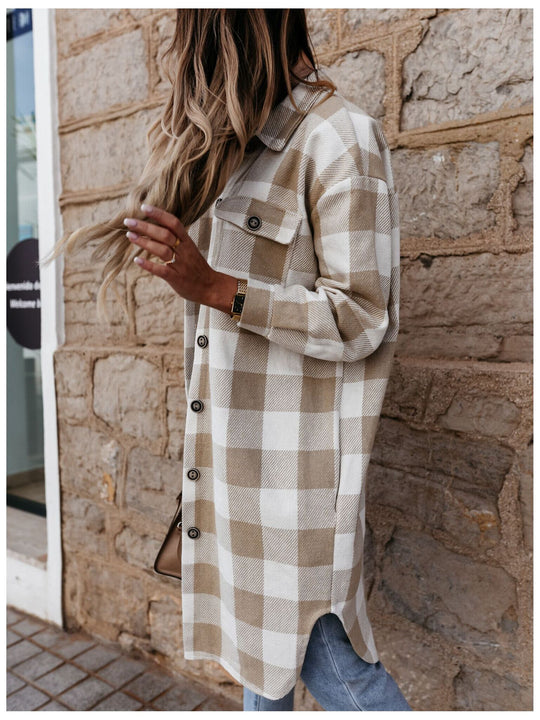 Damen Oversized Karohemdenjacke EB