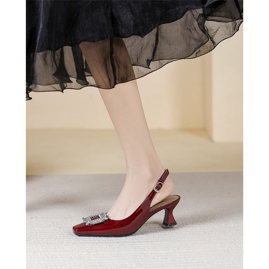 Damen Slingback-Pumps mit funkelndem Schmuckelement EB