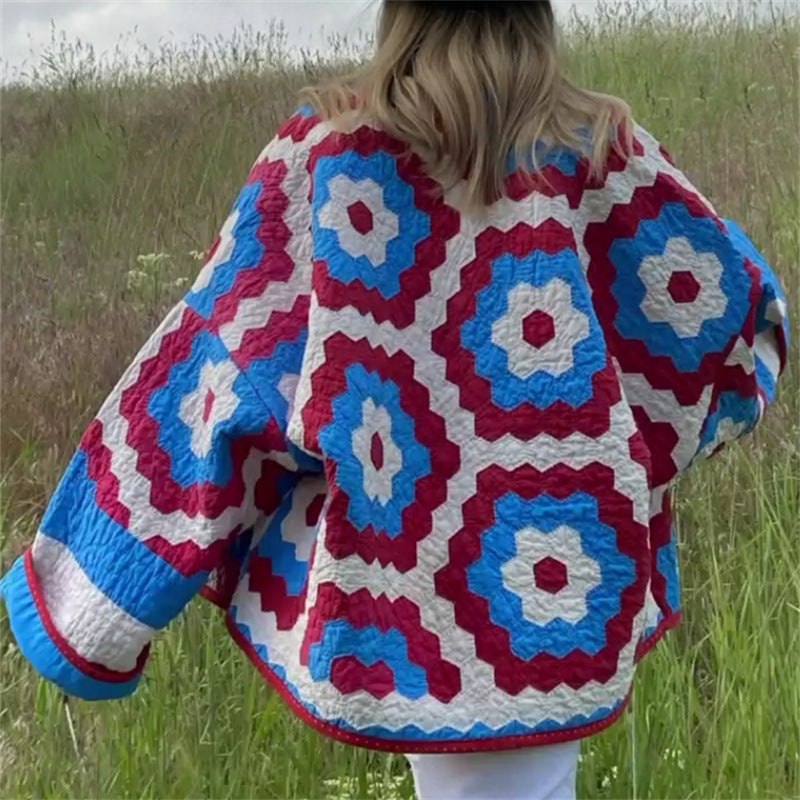 Damen Steppjacke mit geometrischem Muster und weichem Innenfutter EB