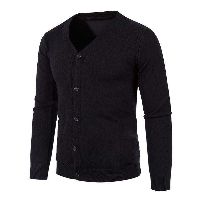 Herren stilvolle Strickjacke mit tiefem V-Ausschnitt und Knopfleiste EB