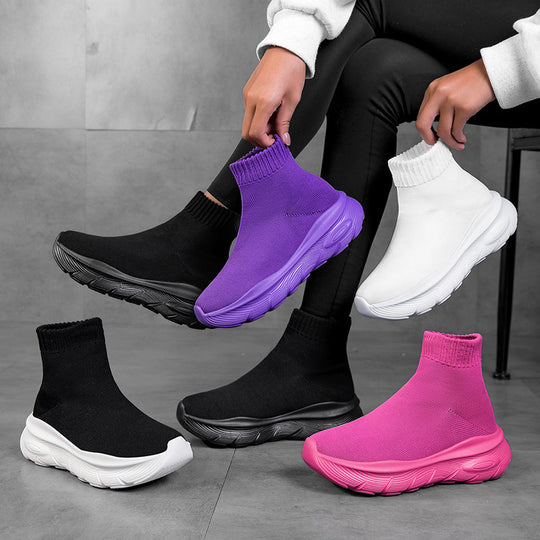 Damen Strick-Sneaker mit hohem Schaft und flexibler Sohle EB