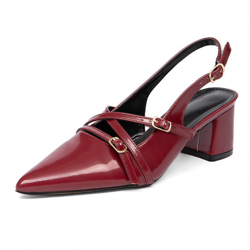 Damen Slingback-Pumps mit spitzem Absatz und elegantem Riemendesign EB