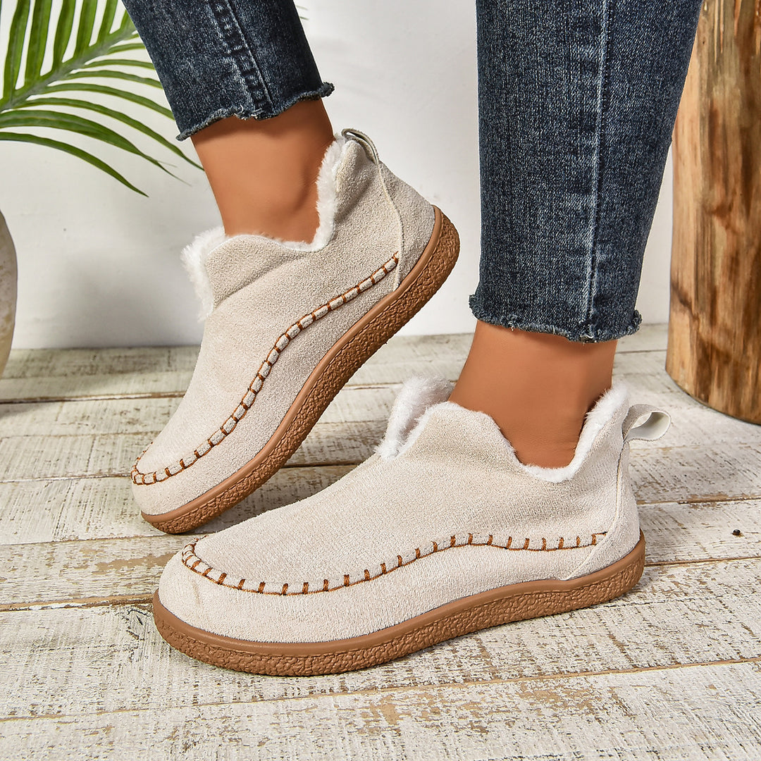 Damen Slipper mit warmem Fleece-Futter und rutschfester Sohle EB