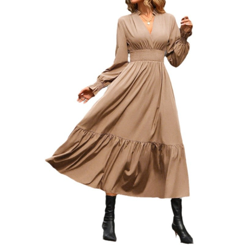 Damen Maxikleid mit schwingendem Rock und elastischem Tailleneinsatz EB