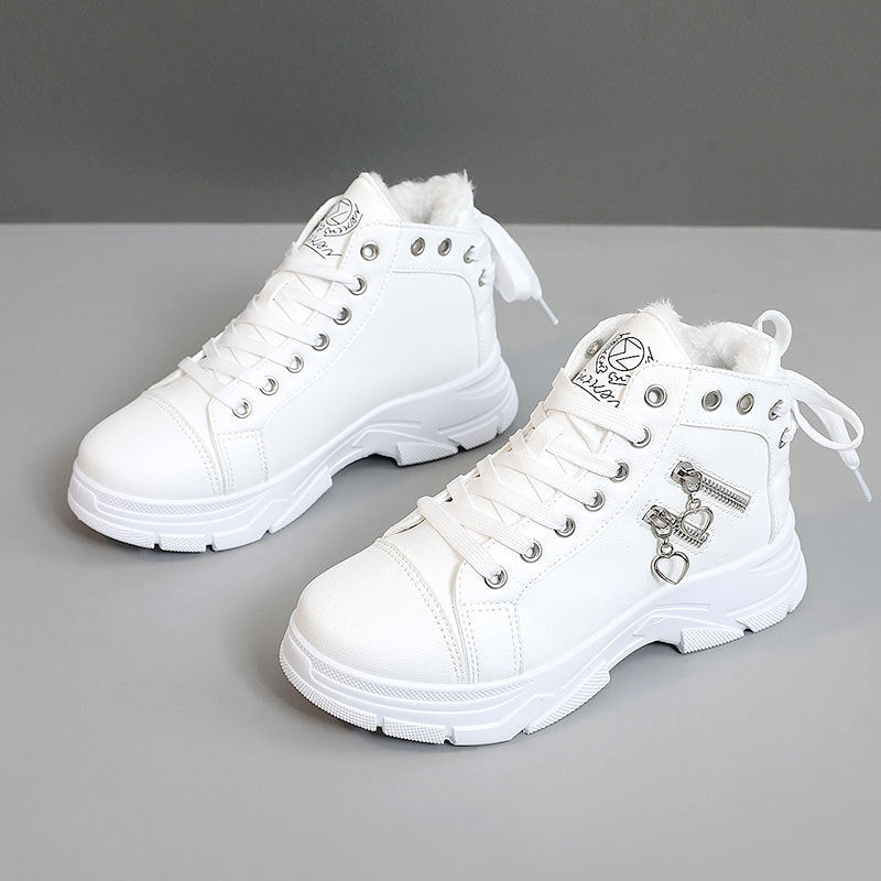 Damen warme High-Top Sneakers mit flauschigem Innenfutter und modischem Design EB