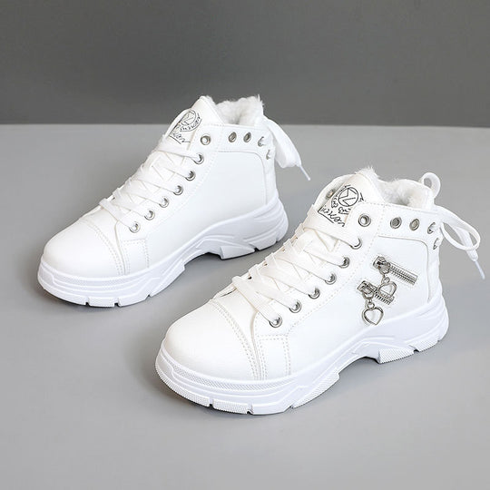 Damen warme High-Top Sneakers mit flauschigem Innenfutter und modischem Design EB