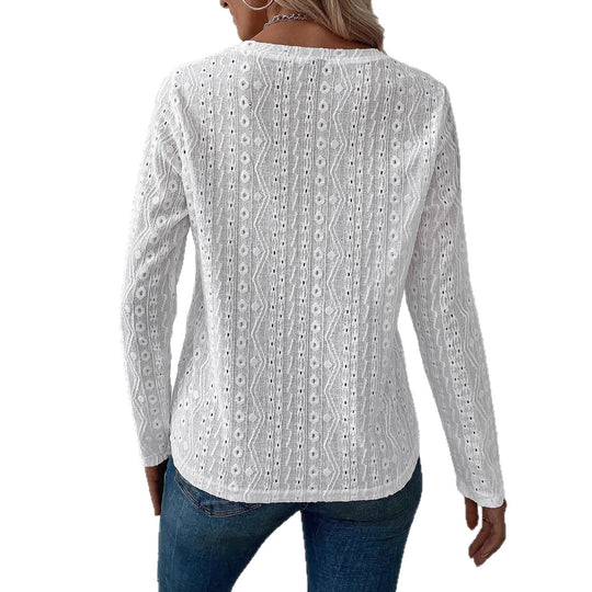 Damen Elegante und luftige Bluse mit Stickerei EB