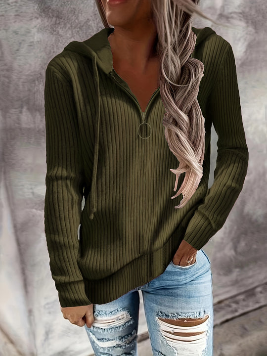 Damen Strickpullover mit hohem Kragen und Reißverschluss EB