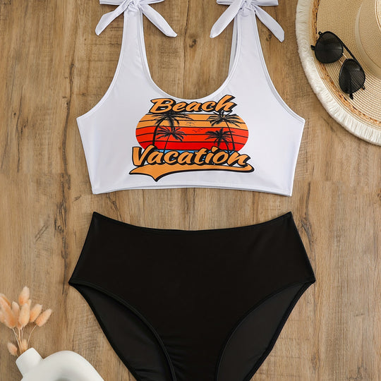 Damen Crop-Top-Bikini-Set mit verspielten Schleifen EB