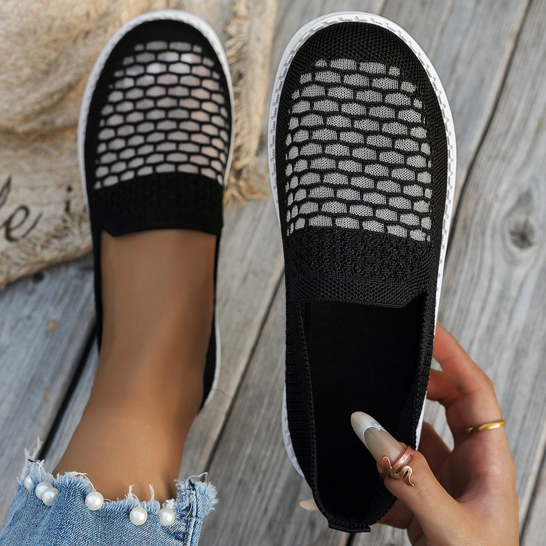 Damen Komfortable Slip-On Sneakers mit atmungsaktivem Netzdesign EB