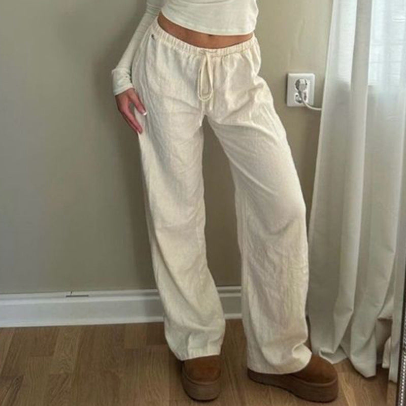 Damen weite Sommerhose mit verstellbarem Bund und praktischen Seitentaschen EB