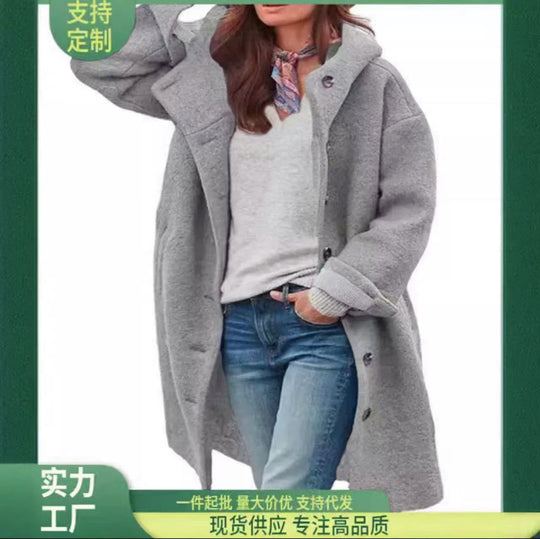 Damen Oversize-Wollmantel mit praktischen Taschen EB