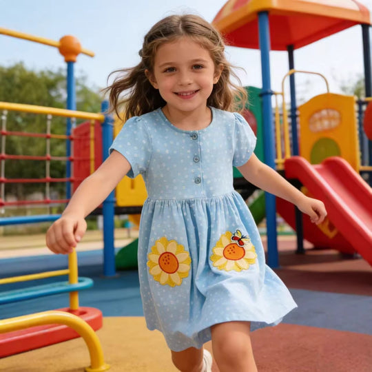 Mädchen Sommerkleid mit verspielten Blumenapplikationen EB