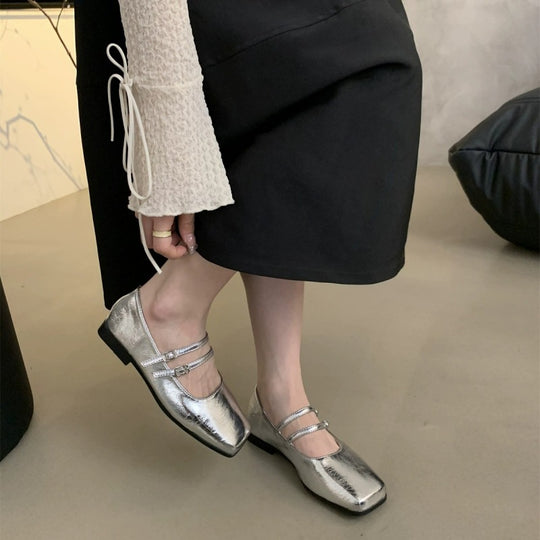 Damen elegante Mary Jane Ballerinas mit modischen Riemchen EB