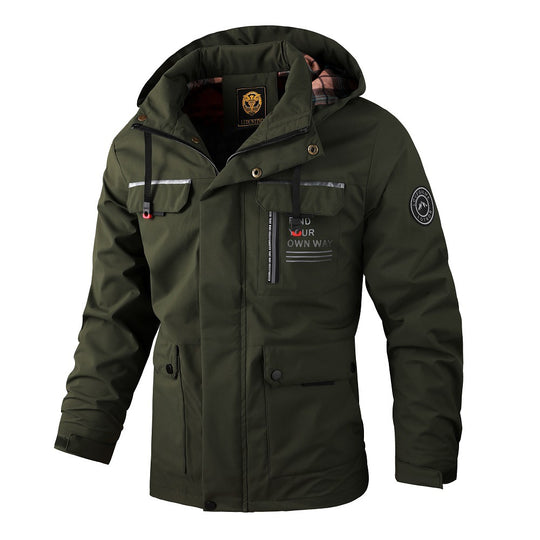 Herren Funktionaler Outdoorparka mit verstellbarer Kapuze, Brusttasche und reflektierenden Details EB
