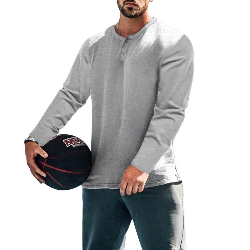 Herren langärmliges Henley-Shirt mit strukturiertem Stoff und praktischen Knopfdetails EB