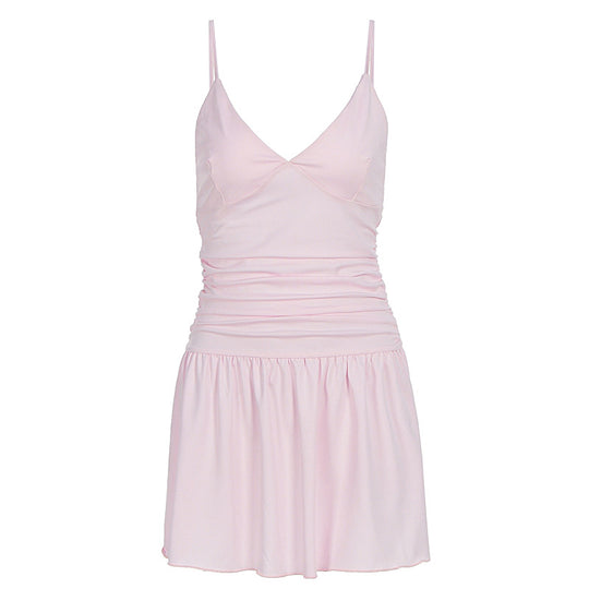 Damen Skaterkleid mit raffiniertem Rüschendesign und schmalen Trägern EB