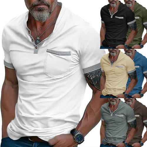 Herren Poloshirt mit modischem Kragen und Brusttasche EB