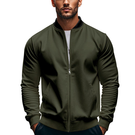Herren elegante Bomberjacke mit stehendem Kragen und Reißverschluss EB