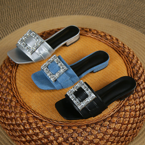 Damen elegante Slipper mit funkelnden Schnallelementen EB