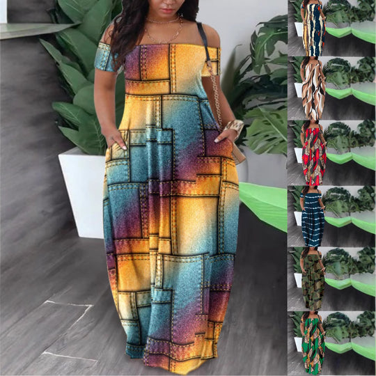 Damen Maxi-Kleid mit Off-Shoulder Design EB