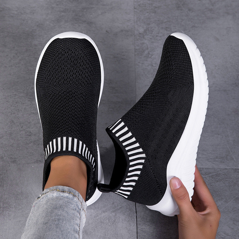Damen Sportliche Slip-On Sneakers mit atmungsaktivem Strickoberteil EB 1774575816