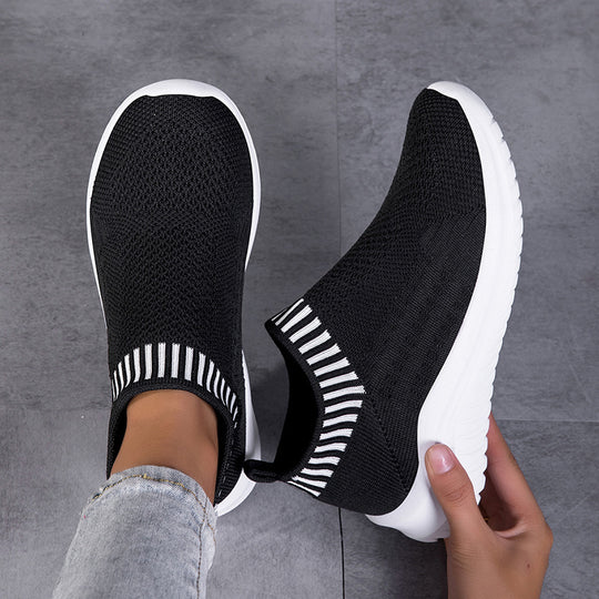 Damen Sportliche Slip-On Sneakers mit atmungsaktivem Strickoberteil EB 1774575816