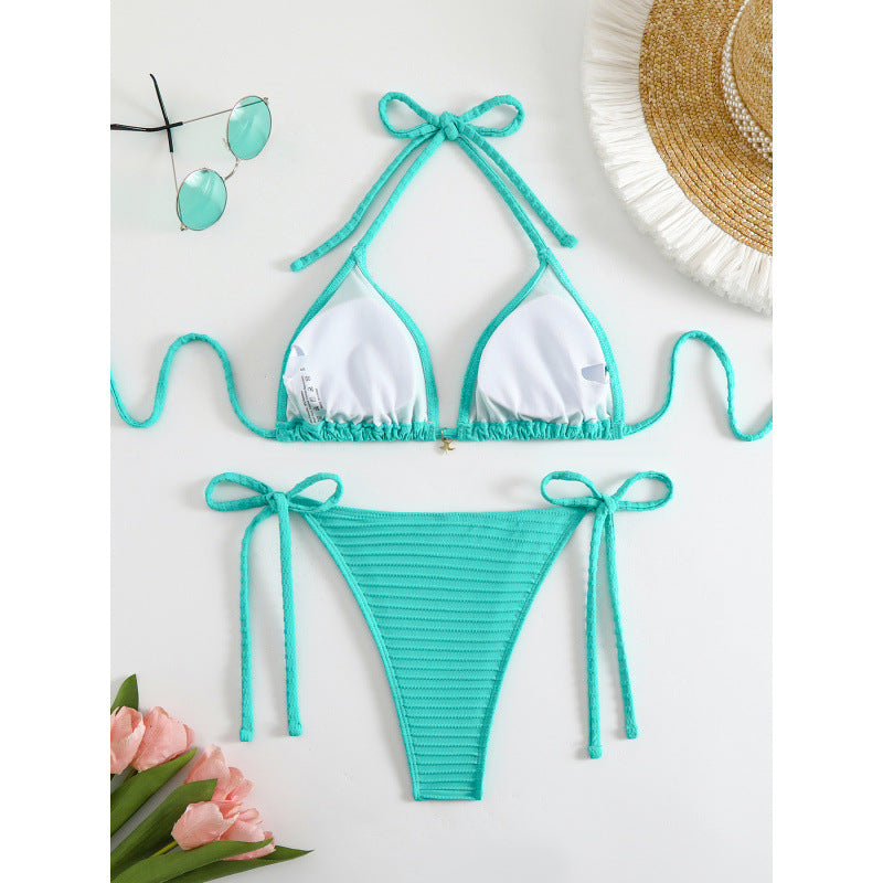Damen Triangel-Bikini mit verstellbaren Trägern und seitlichen Schnüroptionen EB