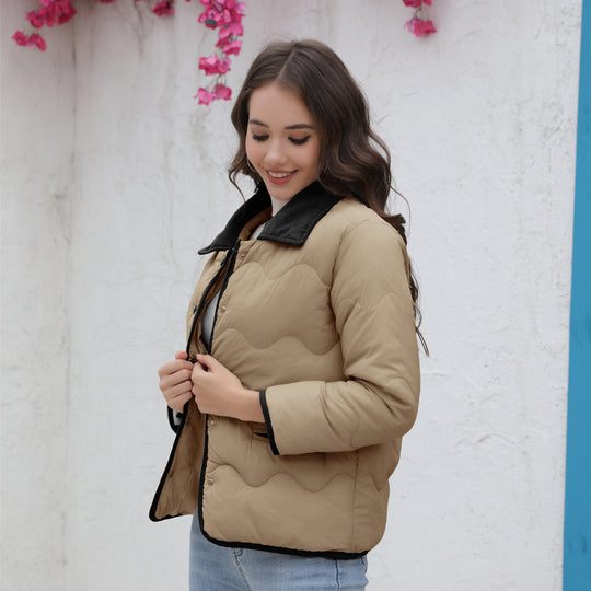 Damen gesteppte Kurzjacke mit schickem Kragen EB
