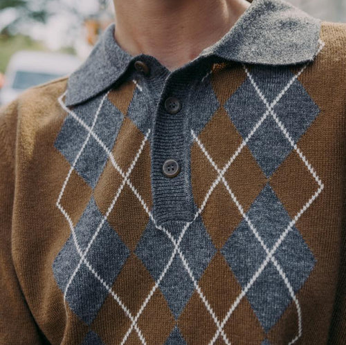 Damen Poloshirt mit modernem Argyle-Muster und komfortablem Schnitt EB