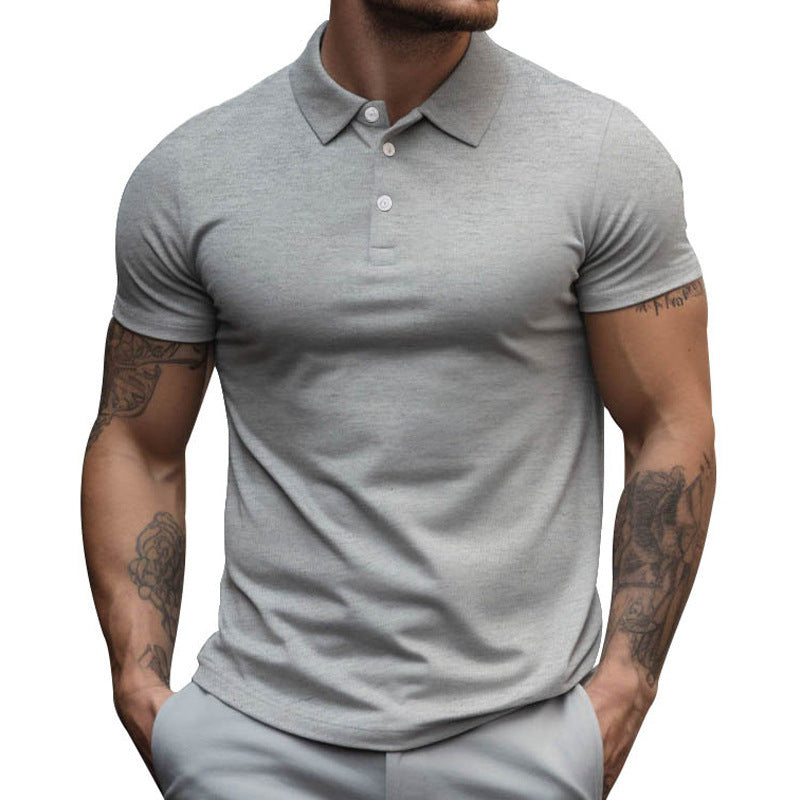 Herren nan tailliertes elastisches Piqué-Poloshirt mit klassischem Kragen EB