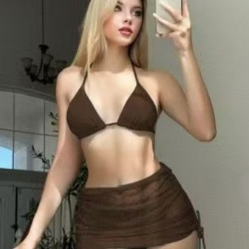 Damen Bikini-Set mit verstellbaren Trägern und transparentem Wickelrock EB